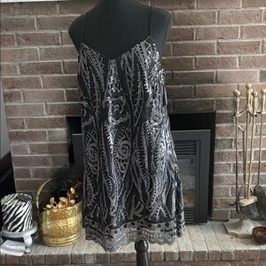 Anna Sui Black and Silver Beaded Mini Dress